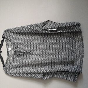 Old Navy Black and White Geometric Sheer Blouse